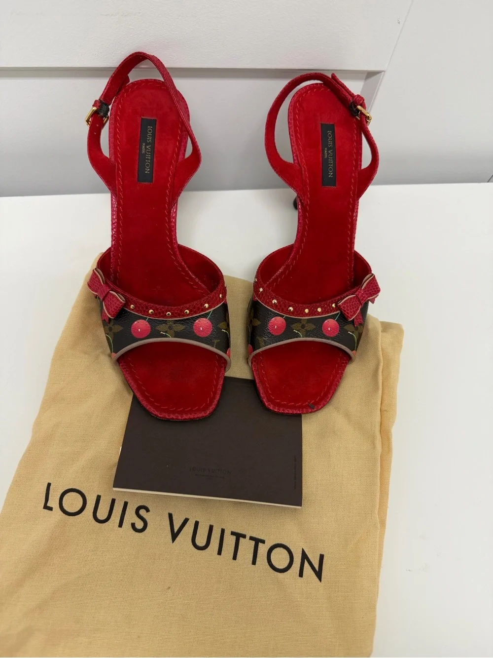 Rare Louis Vuitton x Takashi Murakami iconic Cherry bow heels (EU 37/ US 7)
